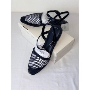 A New Day Vanna Black Mesh Pointed Toe Ballet Ankle Strap 10 Balletcore New flat